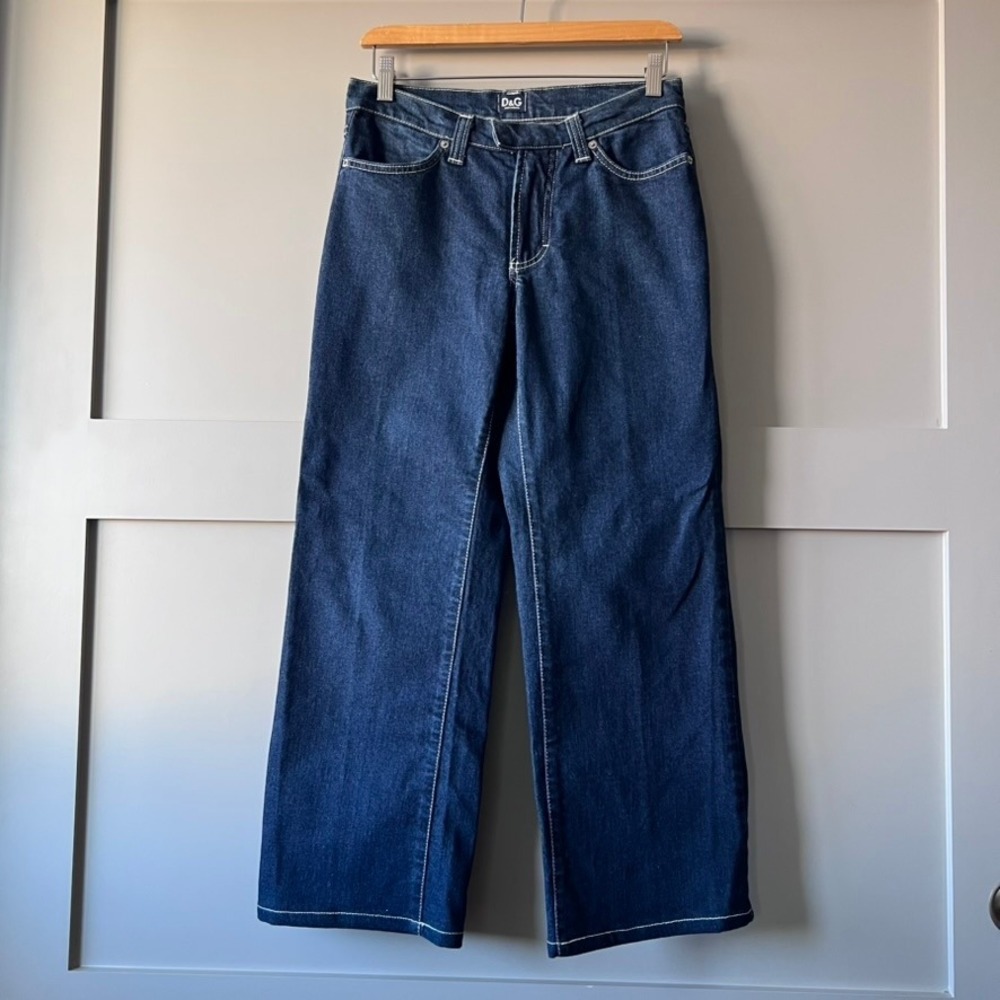 D&G Dolce & Gabbana Women‎ Dark Wash Wide Leg Denim Jeans Pants Size 28 Luxury